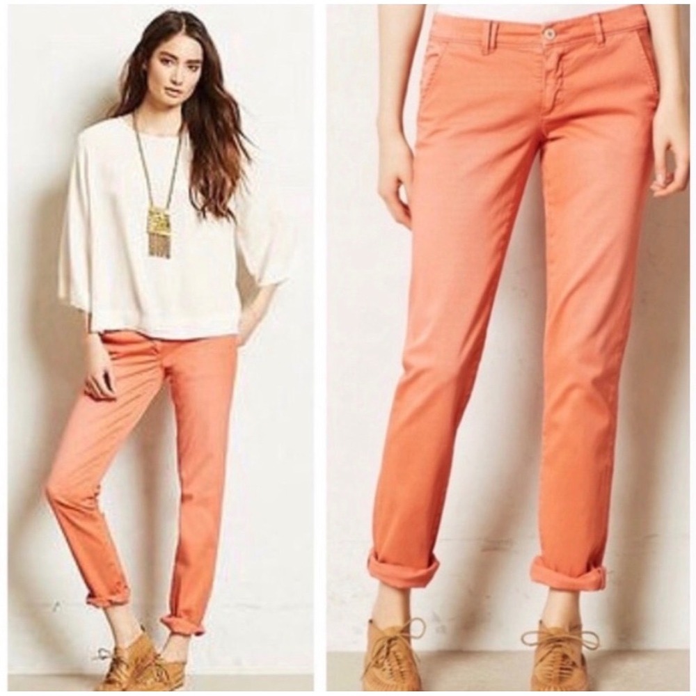 Pilcro and the Letterpress Hyphen Chino Pants Womens 32 Coral Pink Straight Leg